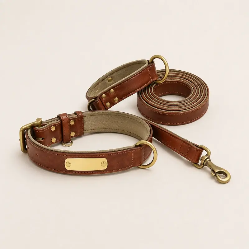 Collar + Leash — XS · S · M — Matching set, neck 7 to 14.5 in